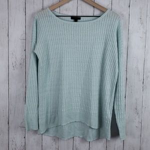 J Crew linen cable knit top, blue size small